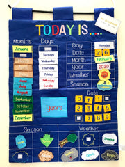 Today is English Fabric Calendar Wall Chart Blue - My Playroom 