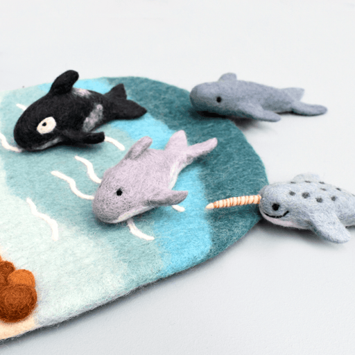 Tara Treasures Felt Ocean Marine Mammals Toys - Orca, Whale, Dolphin, Narwhal - My Playroom 