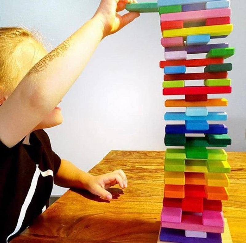Gluckskafer Rainbow building block slats in Tower Box 60pcs - My Playroom 