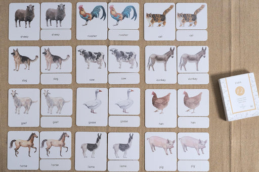 Farm Animals 3-Part Cards English - My Playroom 