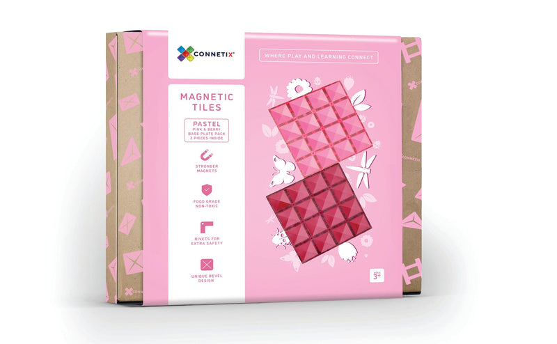 Connetix Pastel Base Plate Pink & Berry 2 Piece Pack - My Playroom 