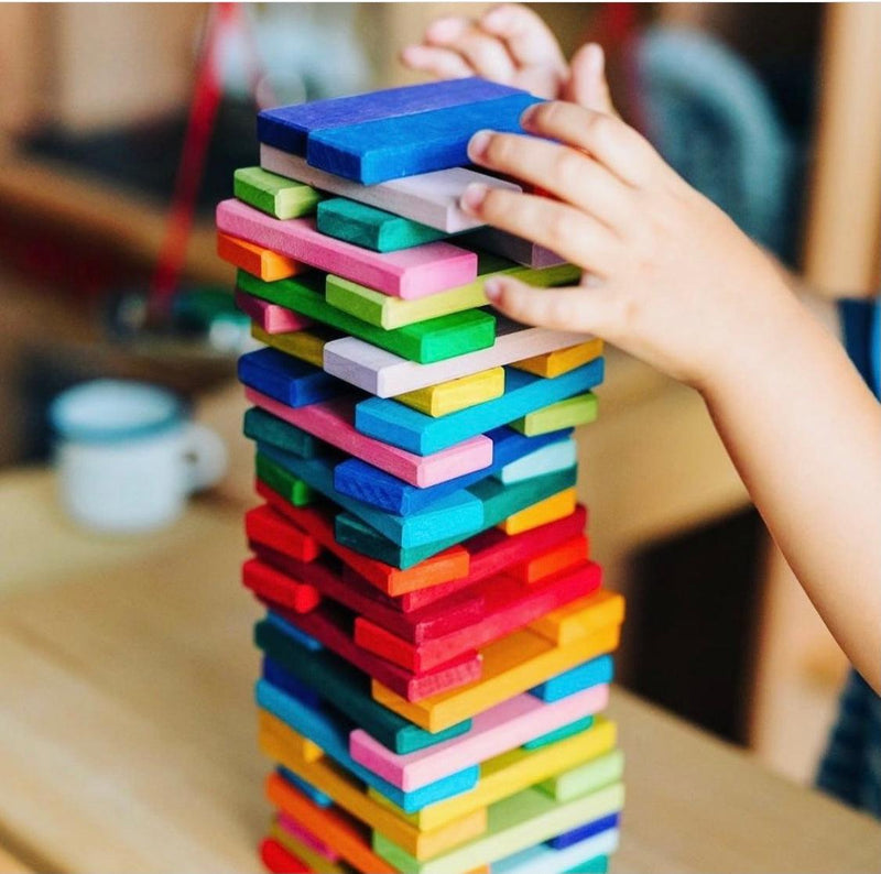 Gluckskafer Rainbow building block slats in Tower Box 60pcs - My Playroom 