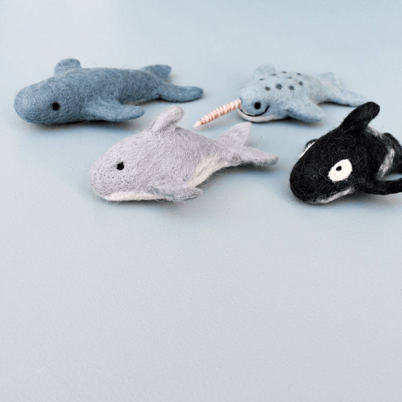 Tara Treasures Felt Ocean Marine Mammals Toys - Orca, Whale, Dolphin, Narwhal - My Playroom 