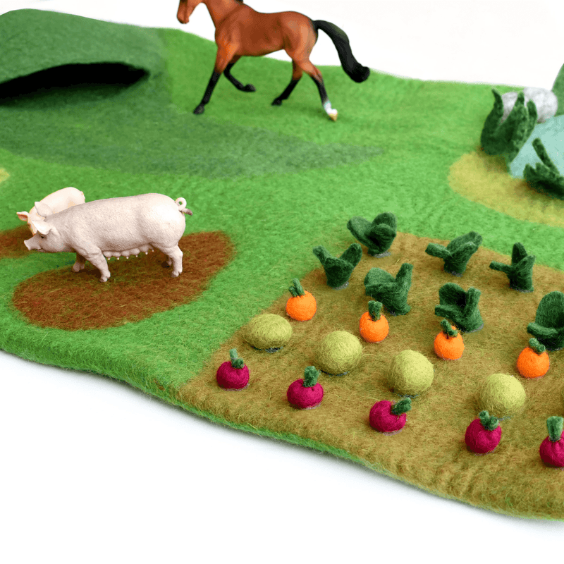 Tara Treasures Large Felt Farm Play Mat Playscape 80cm - My Playroom 