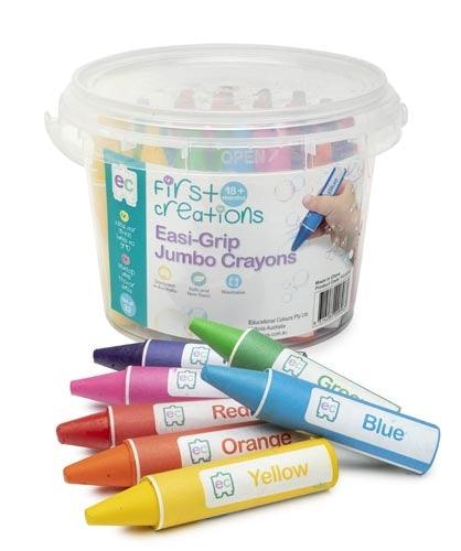 Easi-Grip Jumbo Crayons Tub of 32 Age 18m+ - My Playroom 