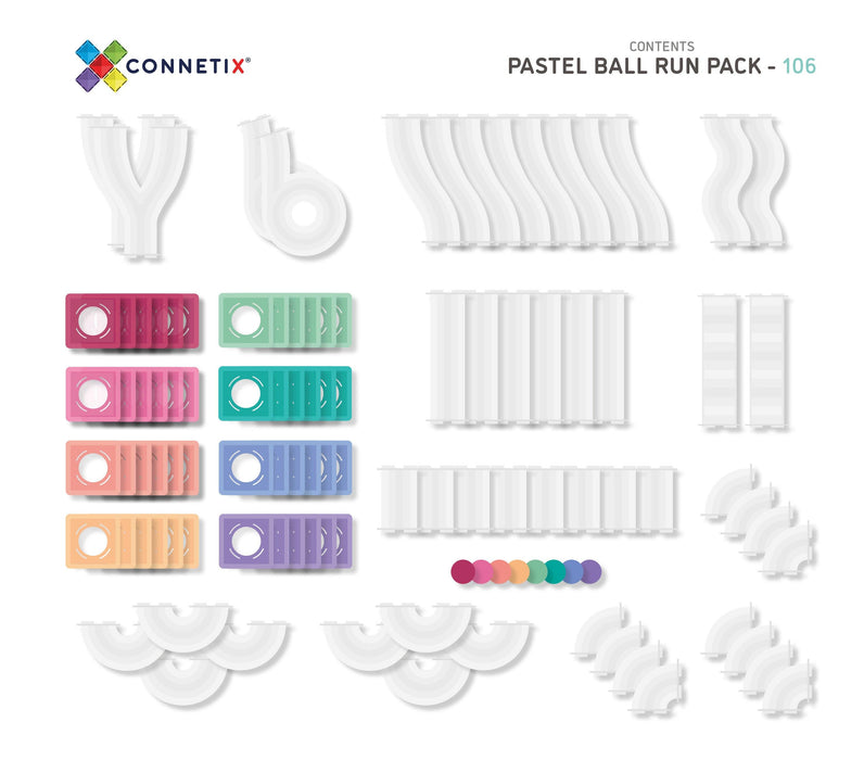 Connetix Pastel Ball Run Expansion 106 Piece Pack 2021 - My Playroom 