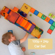 Connetix Rainbow MOVEABLE BUNDLE Creative Pack 100 Piece + Car Pack 24 Piece - My Playroom 