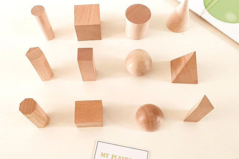 Wooden Geometric Solids 12pcs 3yrs+ - My Playroom 