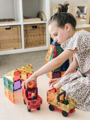 Connetix Rainbow MOVEABLE BUNDLE Creative Pack 100 Piece + Car Pack 24 Piece - My Playroom 