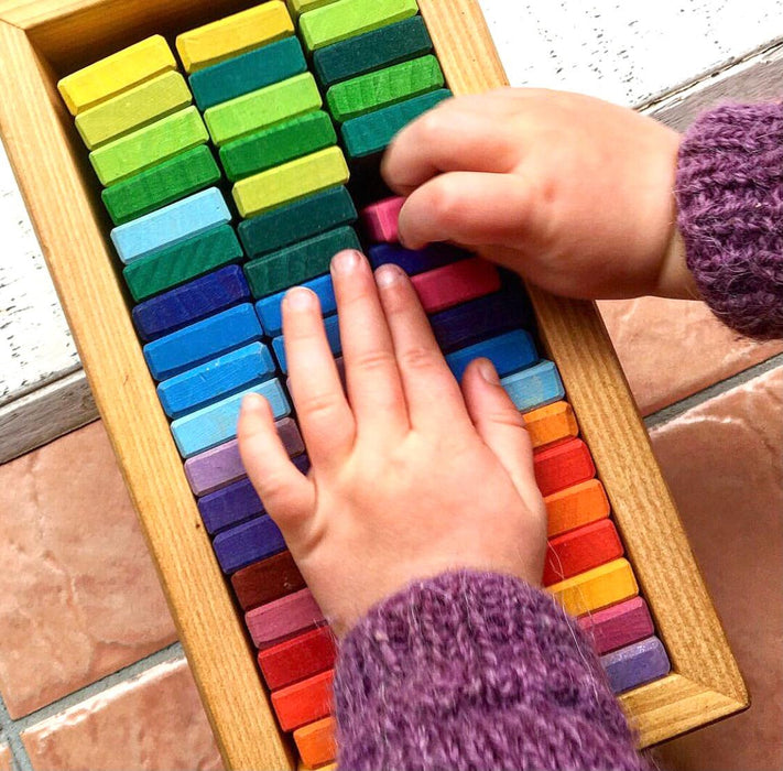 Gluckskafer Rainbow building block slats in Tower Box 60pcs - My Playroom 