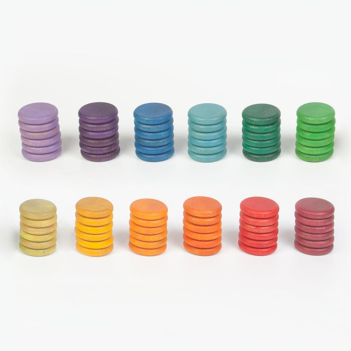 Grapat Coloured Rainbow Coins 12 Colours 72 piece 18m+ - My Playroom 