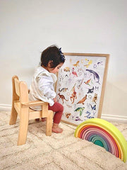 Montessori Furniture My First TABLE SET Armchair Beechwood - Table 80(L) x 60(W) (for 10 - 30 months old) x 40(H)cm, Chair 22cm(H) - My Playroom 
