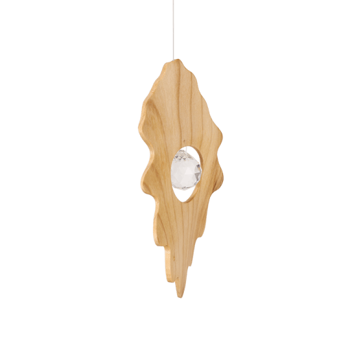 Wooden Sun Catcher Hanging Mobile Waldorf Inspired - Oak Leaf with Crystal - My Playroom 