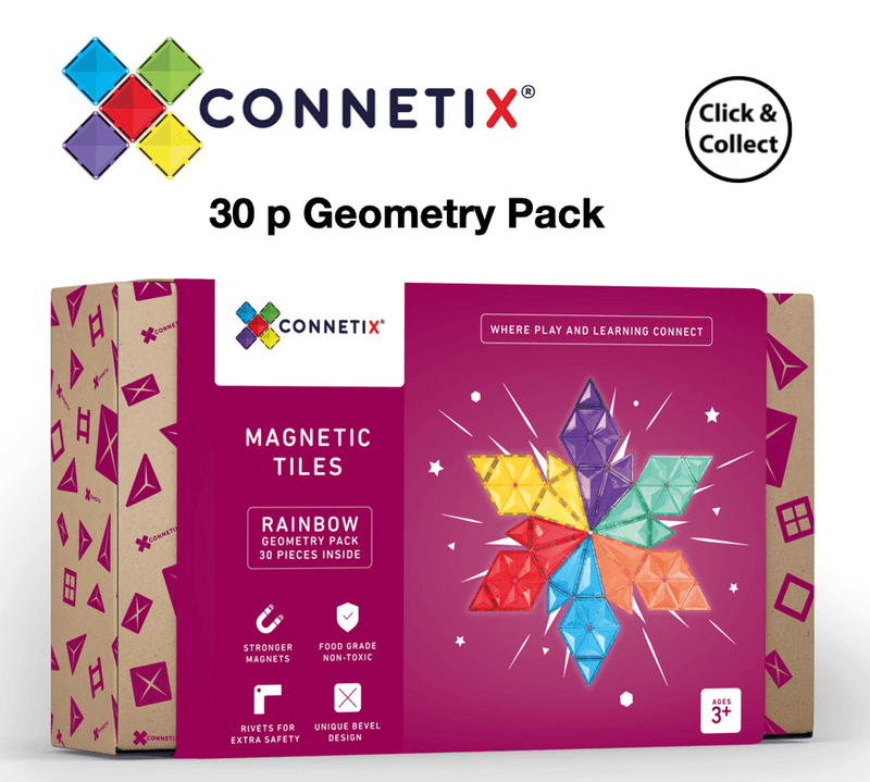 Connetix Tiles Rainbow Geometry Pack 30 Piece 3yrs+ — My Playroom Connetix Tiles Rainbow Geometry Pack 30 Piece 3yrs+ — My Playroom