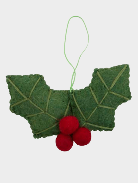 Christmas tree hanging Set of 3 Candy Cane/Holly Leaves/Pudding with Holly - My Playroom 