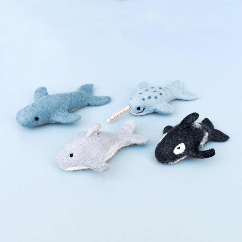 Tara Treasures Felt Ocean Marine Mammals Toys - Orca, Whale, Dolphin, Narwhal - My Playroom 