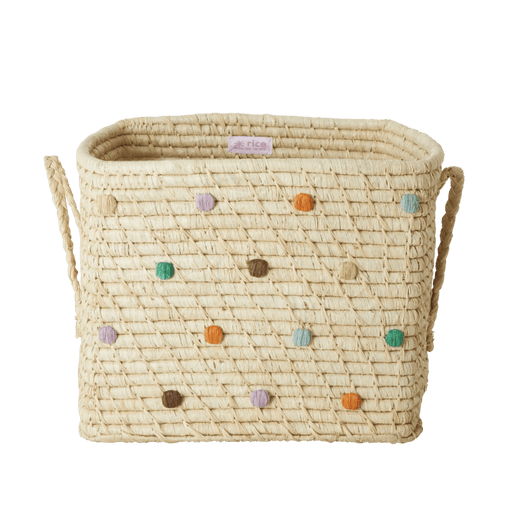 Raffia Square Basket with Dots by Rice Danish - My Playroom 