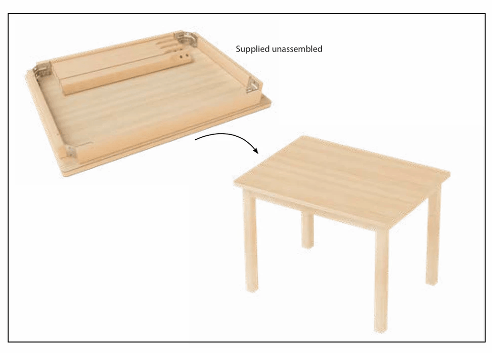 Montessori Furniture Preschooler TABLE SET (3 - 6 Yrs) Beechwood - Table 120(L) x 60(W) x53(H)cm, Chair 31cm(H) - My Playroom 