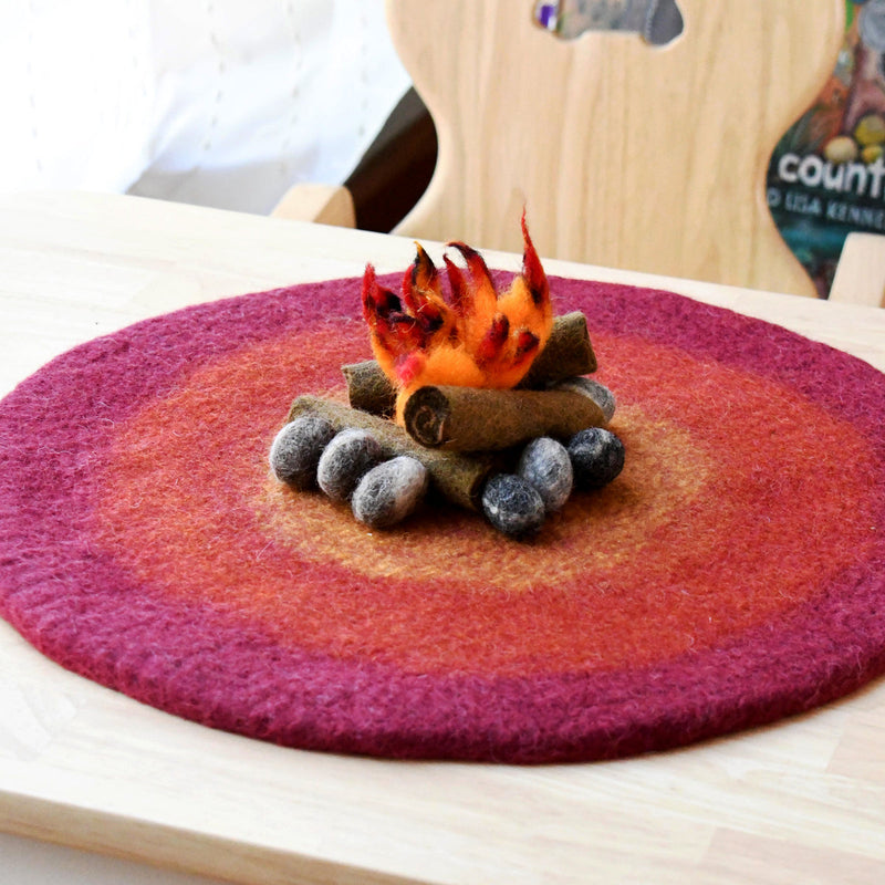 Tara Treasures Felt Campfire Play Mat Playscape 40cm Diameter Pretend & Imaginative Play Toys 3yrs+
