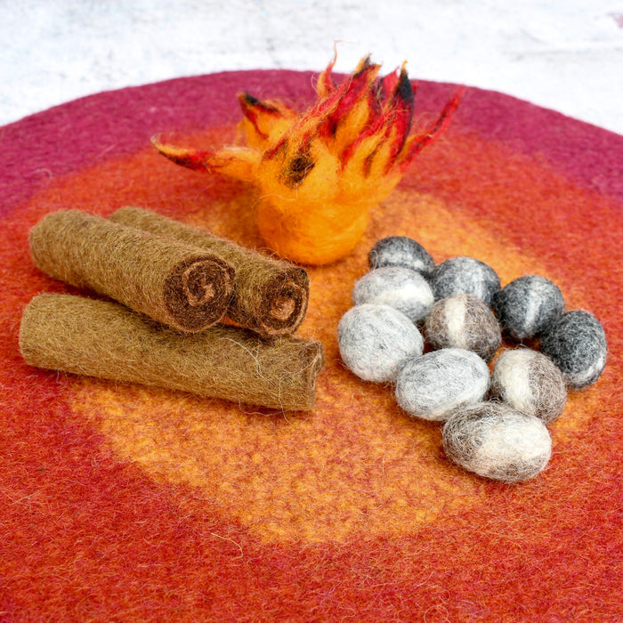 Tara Treasures Felt Campfire Play Mat Playscape 40cm Diameter Pretend & Imaginative Play Toys 3yrs+