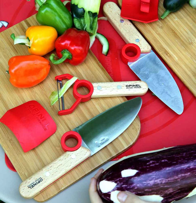 Opinel Le Petit Chef Knife and Peeler Complete Set Play Kitchen Red 7yrs+