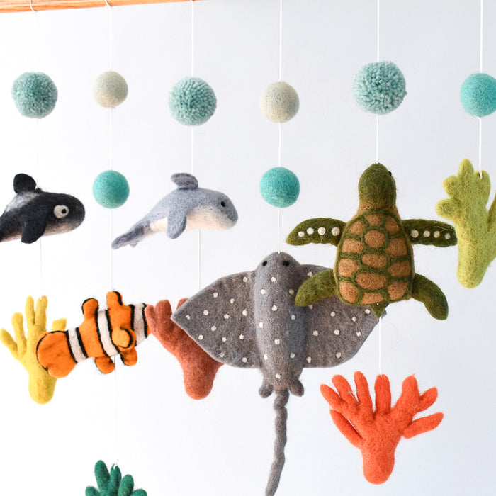 Tara Treasures Felt Baby Nursery Cot Mobile Hanging Coral Reef Australian Ocean Animals Baby Gifts Idea Best Seller 0m+