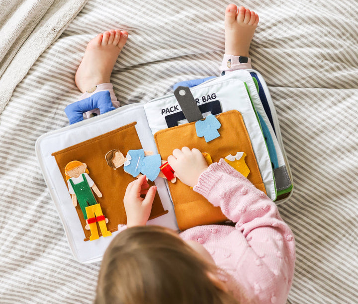 Away we go Fabric Book by Curious Columbus Kids Travel Toys Interactive Book Developmental Toys for Toddlers Gifts Idea Best Seller 2yrs+