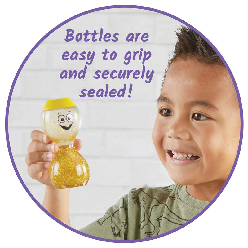 Express Your Feelings Sensory Bottles represent Happy, Scared, Angry, and Sad. Shake Swirl Rotate by Hand 2 Mind Social-Emotional Sensory Toys Best Seller 3yrs+