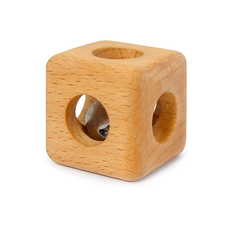 Montessori Cube with Bell Rattle Natural Wood Baby Toys Baby Gifts Idea 3m+