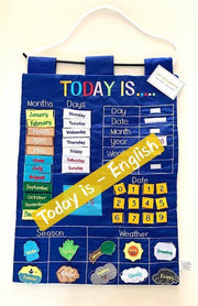 Today is English Fabric Calendar Wall Chart Blue - My Playroom 