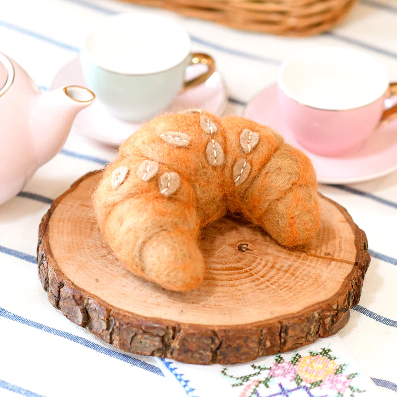 Tara Treasures Felt Almond Croissant Pretend and Imaginative Play Kitchen Accessories 3yrs+