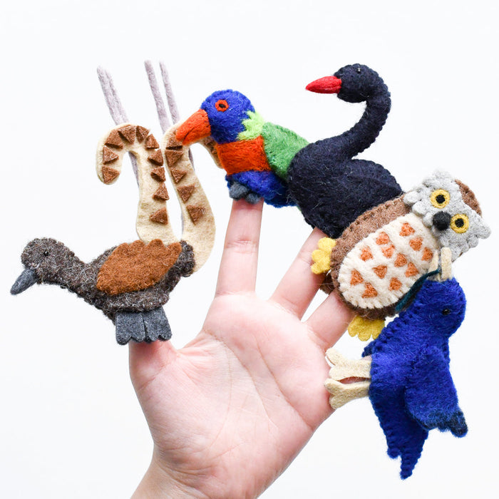 Tara Treasures Felt Australian Birds Finger Puppets Set of 5