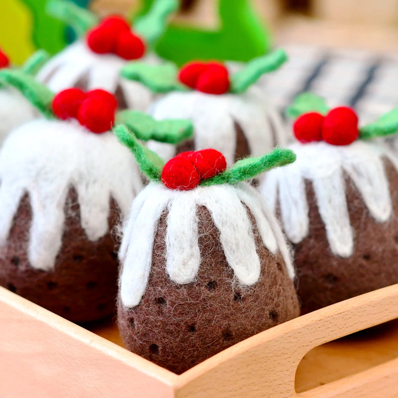 Tara Treasures Felt Christmas Pudding (Tall) Pretend and Imaginative Play Kitchen Accessories Christmas Range 3yrs+