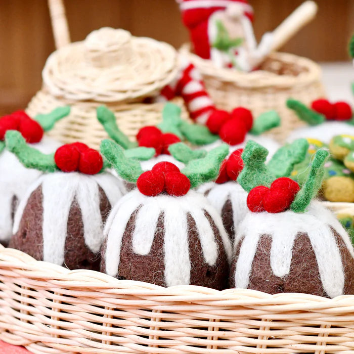 Tara Treasures Felt Christmas Pudding (Tall) Pretend and Imaginative Play Kitchen Accessories Christmas Range 3yrs+