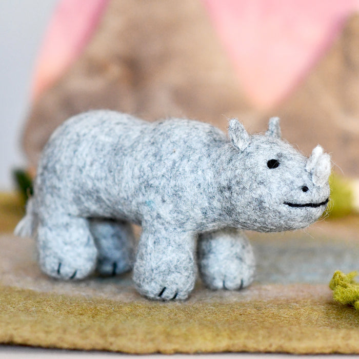 Tara Treasures Felt Safari Rhino Pretend & Imaginative Play Toys Felt Animals Retired 3yrs+