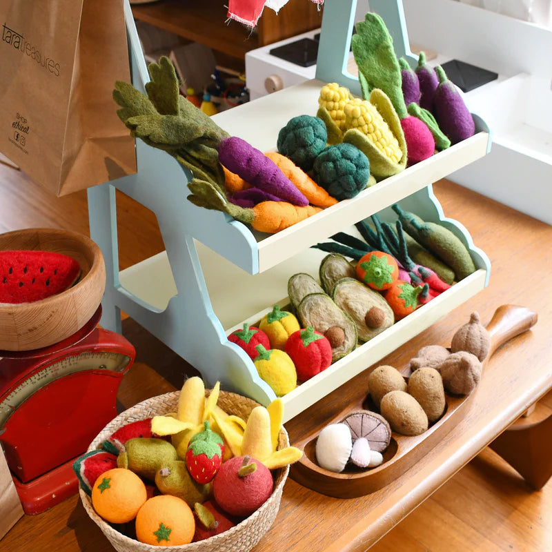 Tara Treasures Felt Vegetables and Fruits 11pcs Set B Pretend and Imaginative Play Kitchen Accessories Best Seller 3yrs+