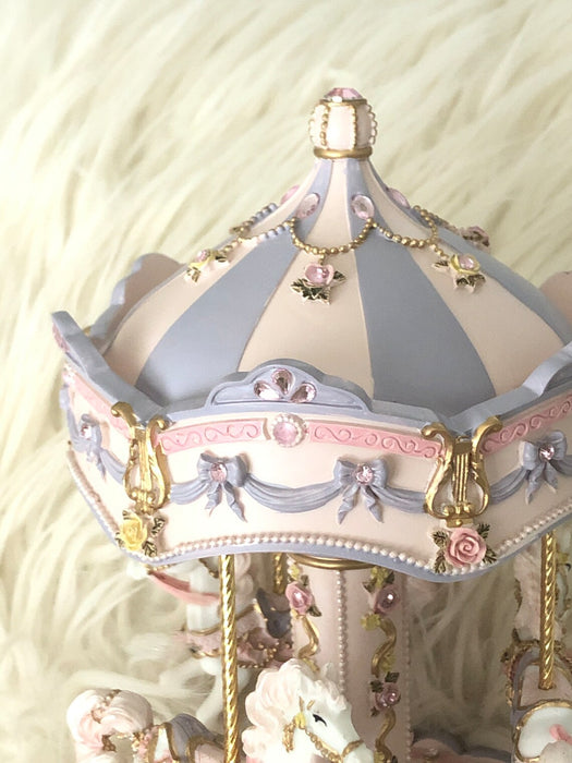 Musical Box Revolving Horse Carousel Purple and Pink