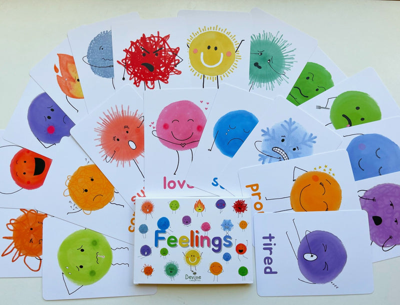 Feelings & Emotions Flash Cards By Devine Little Mind Social-Emotional Developmental Toys for Toddlers Best Seller 3yrs+