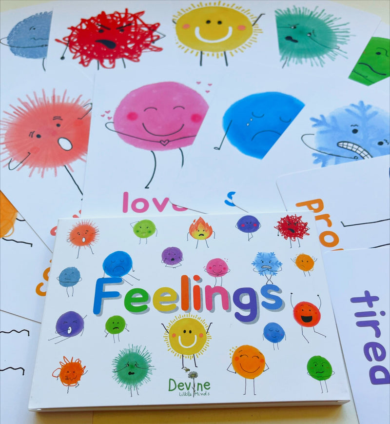 Feelings & Emotions Flash Cards By Devine Little Mind Social-Emotional Developmental Toys for Toddlers Best Seller 3yrs+