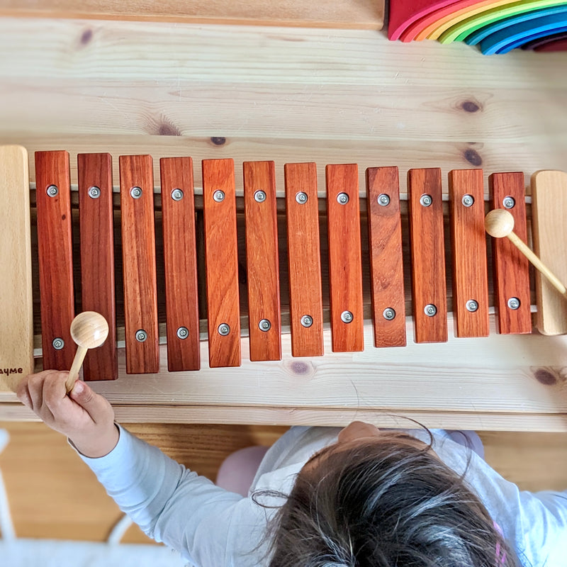 PlayMe 12 Keys Large Wooden Xylophone 56cm(L) Musical Instruments for Kids  3yrs+