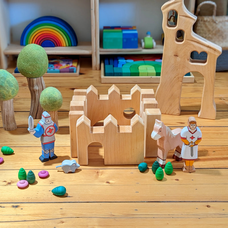 Bauspiel Knight’s Castle Extension Set 6pcs Wooden Toys Building Blocks Best Seller Fairy Unicorn and Castle Theme 3yrs+