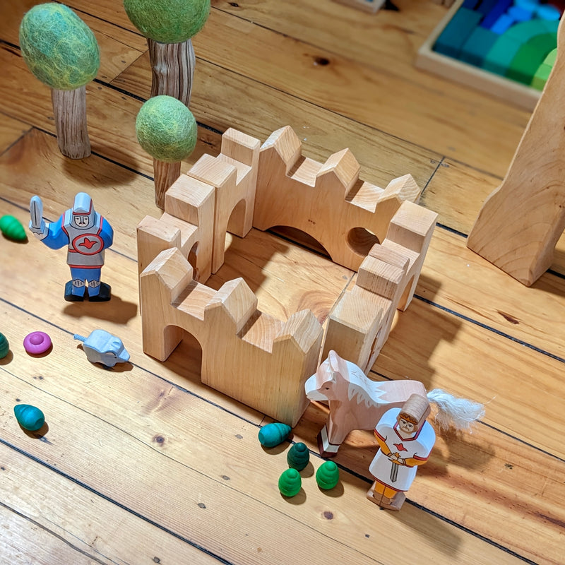 Bauspiel Knight’s Castle Extension Set 6pcs Wooden Toys Building Blocks Best Seller Fairy Unicorn and Castle Theme 3yrs+