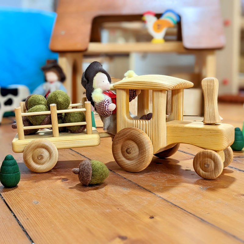 Debresk Big Tractor with Cart Toy Car Wooden Toys 3yrs+