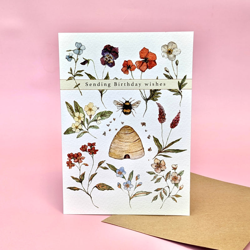 Kids Birthday Card - Flora Beehive By The Almanac Gallery