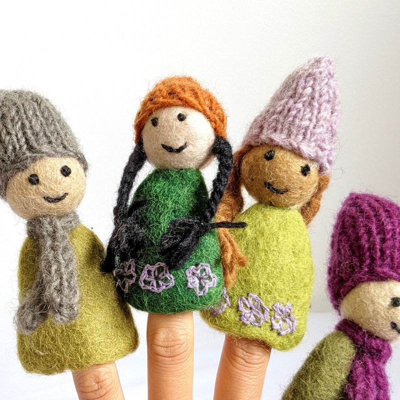 Papoose Felt Forest Family Finger Puppets Set of 4 Pretend & Imaginative Play Toys 3yrs+