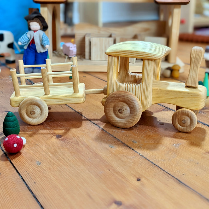 Debresk Big Tractor with Cart Toy Car Wooden Toys 3yrs+