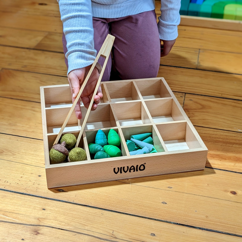 Wooden Sorting Tray Box for Paint Stick Storage Practical Life Materials Sensory Toys Tools