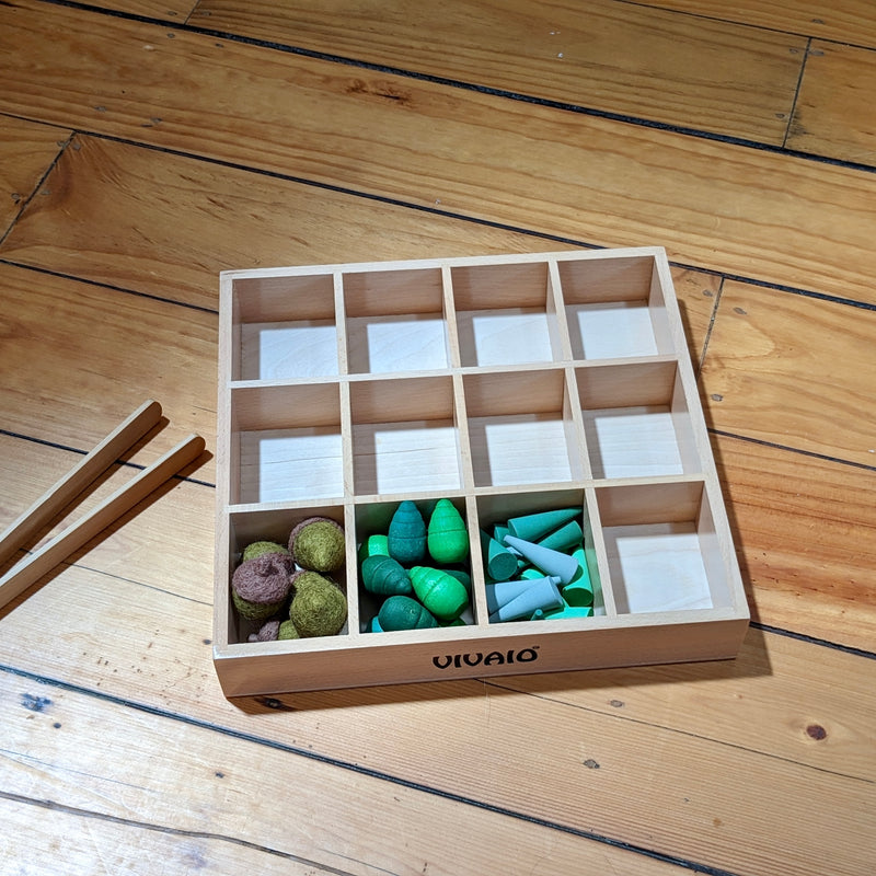 Wooden Sorting Tray Box for Paint Stick Storage Practical Life Materials Sensory Toys Tools