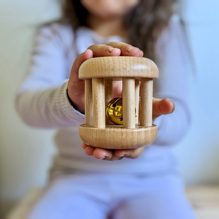 Montessori Infant Cylinder Bell Wheel Rattle 6m+