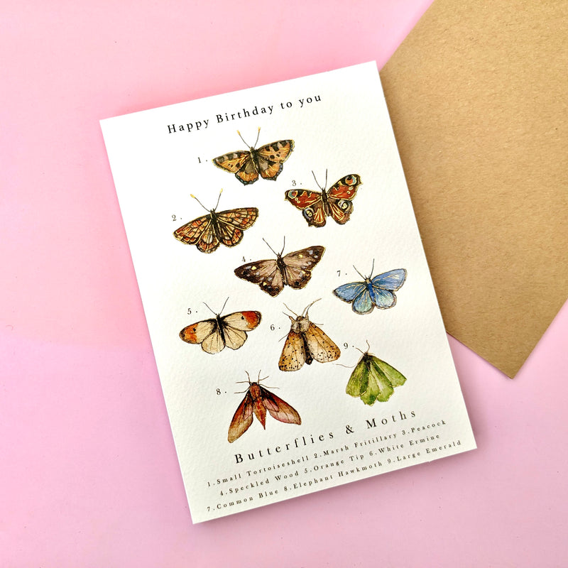 Kids Birthday Card - Butterfly Chart By The Almanac Gallery